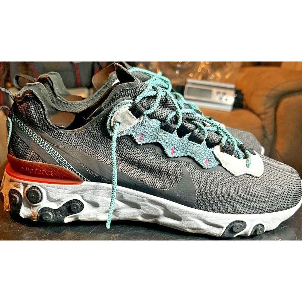 Nike Mens React Element 55 SE Anthracite Blue Fury Sneakers CD2153-001 Size 8
